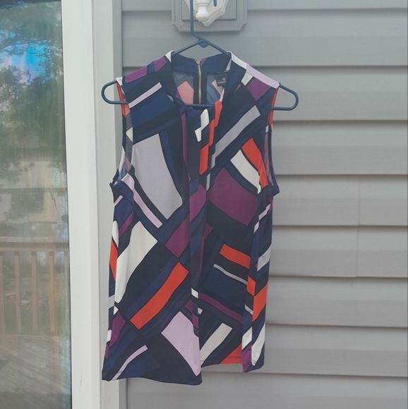 Worthington Womwns L Multicolor  Sleeveless Graphic Blouse - Picture 1 of 4
